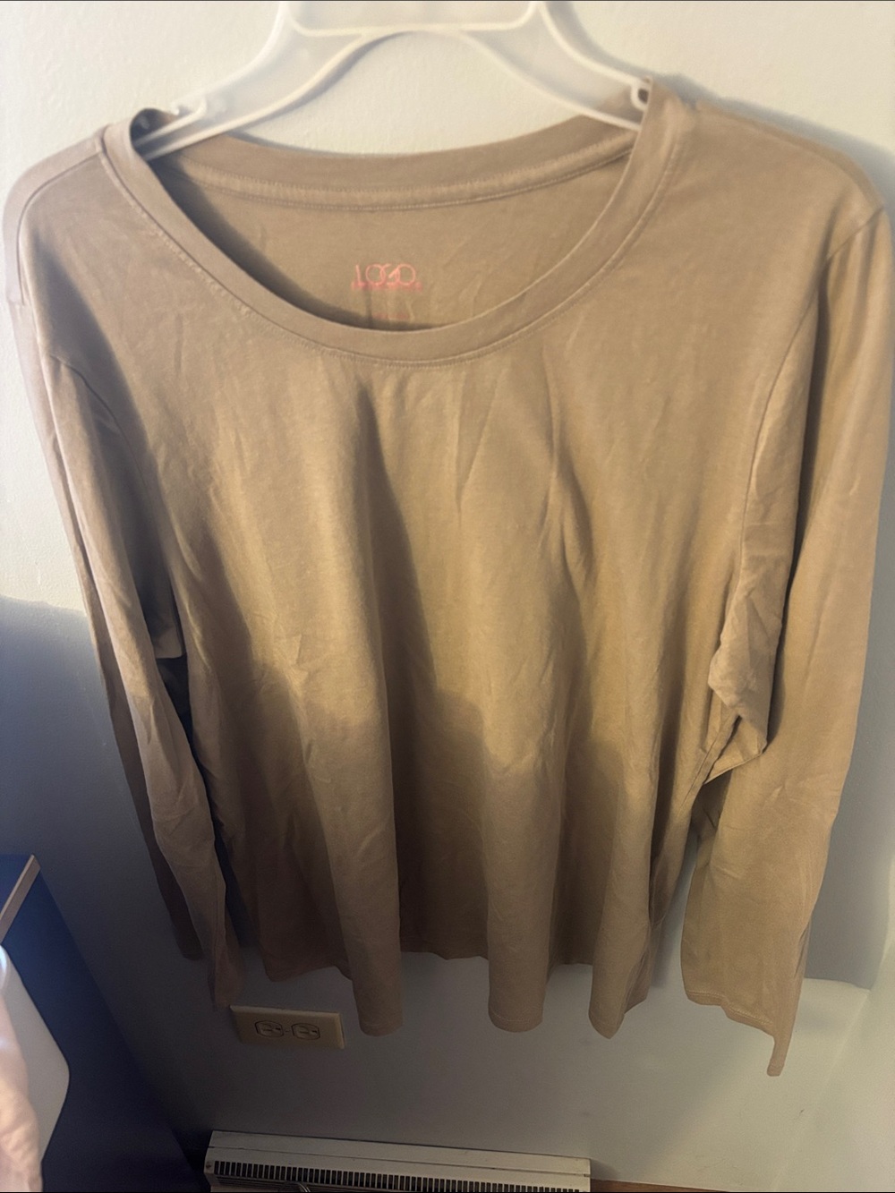 LOGO by Lori Goldstein Long Sleeve Crewneck Top in Taupe